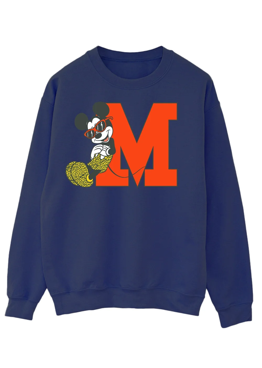 Disney Mickey Mouse Leopard Trousers Navy Graphic Sweatshirt - Small Image 1