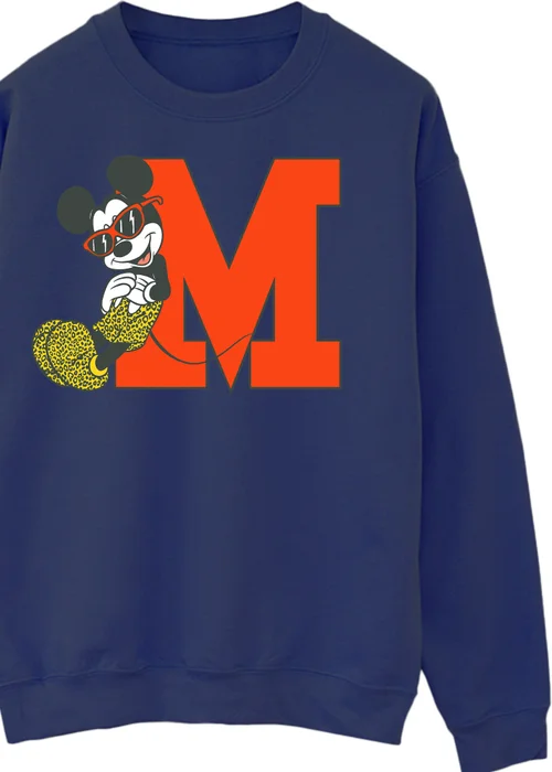 Disney Mickey Mouse Leopard Trousers Navy Graphic Sweatshirt - Small Image 2