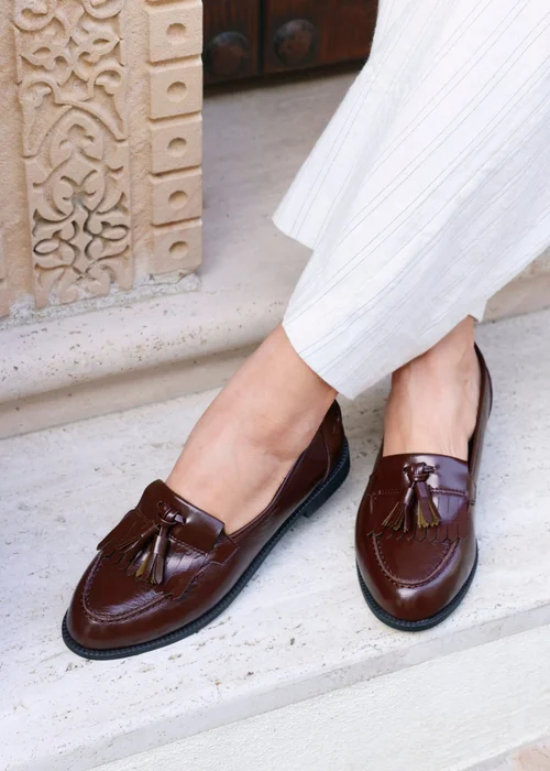 Linzi Rosemary Burgundy Faux Leather Loafers - 3 Image 1