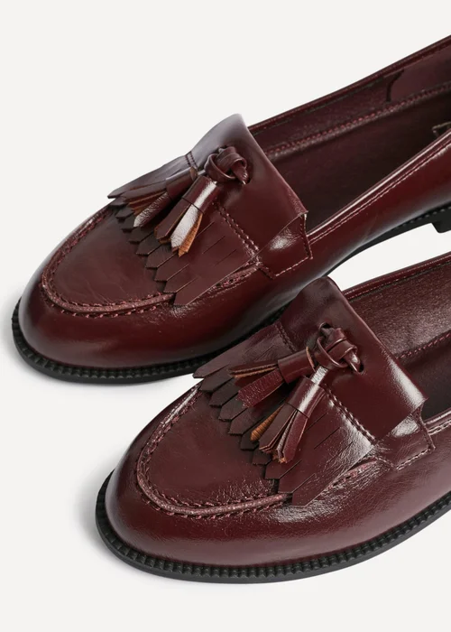 Linzi Rosemary Burgundy Faux Leather Loafers - 3 Image 5