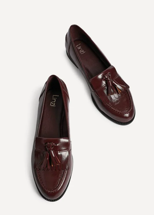Linzi Rosemary Burgundy Faux Leather Loafers - 3 Image 4