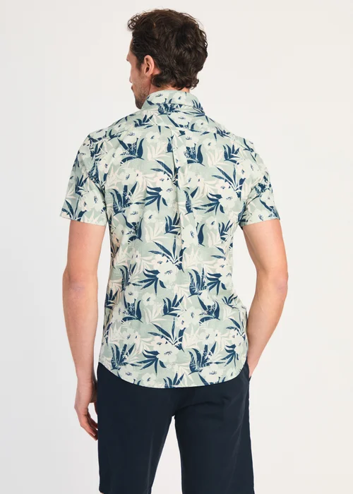 Kensington Eastside Green Cotton Printed Poplin Short Sleeve Shirt - M Image 2