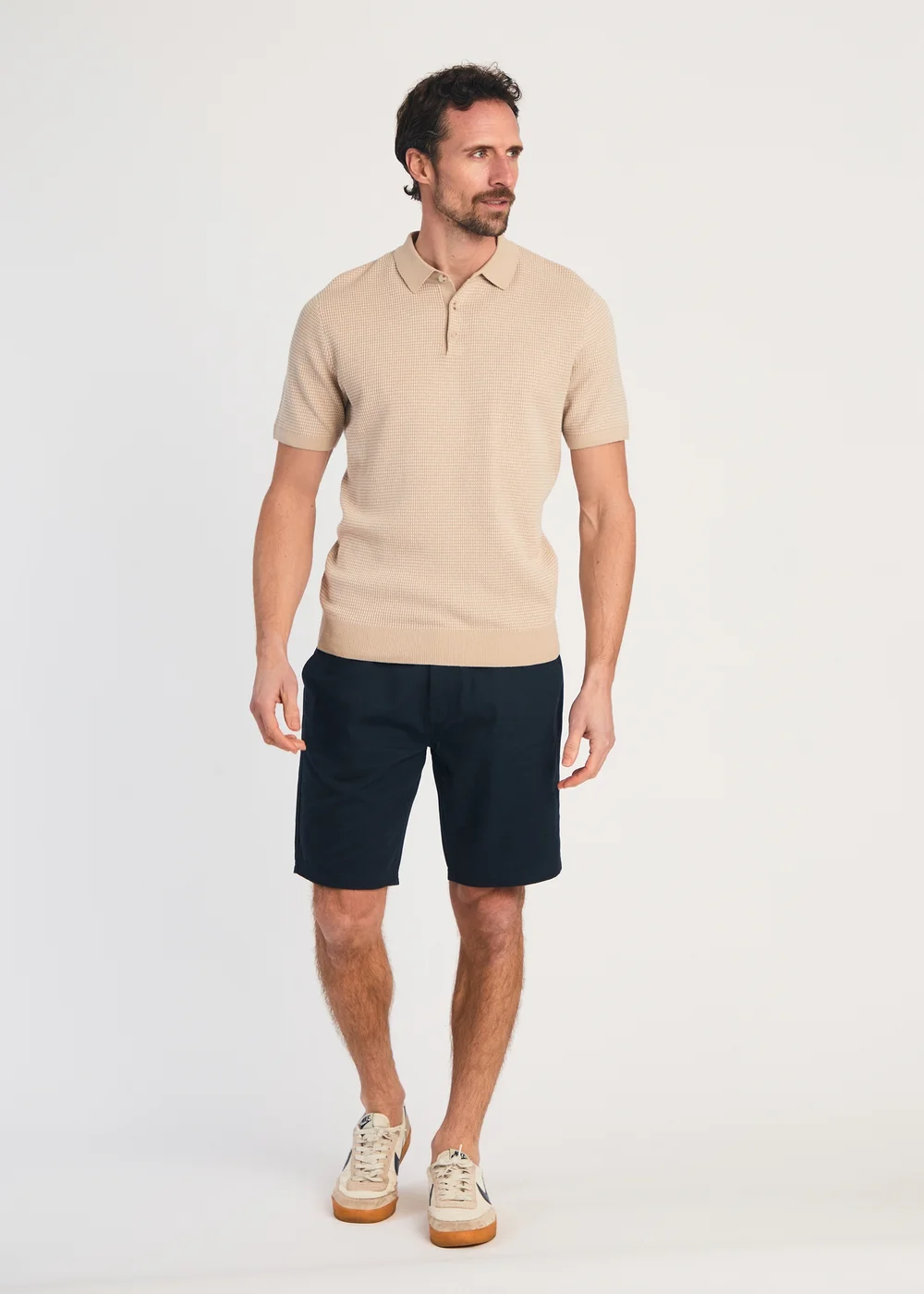 Kensington Eastside Stone Cotton Short Sleeve Button Up Polo Shirt - M Image 4