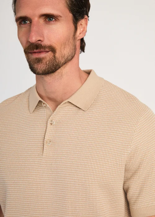 Kensington Eastside Stone Cotton Short Sleeve Button Up Polo Shirt - M Image 3