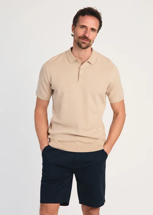 Kensington Eastside Stone Cotton Short Sleeve Button Up Polo Shirt - M Image 1
