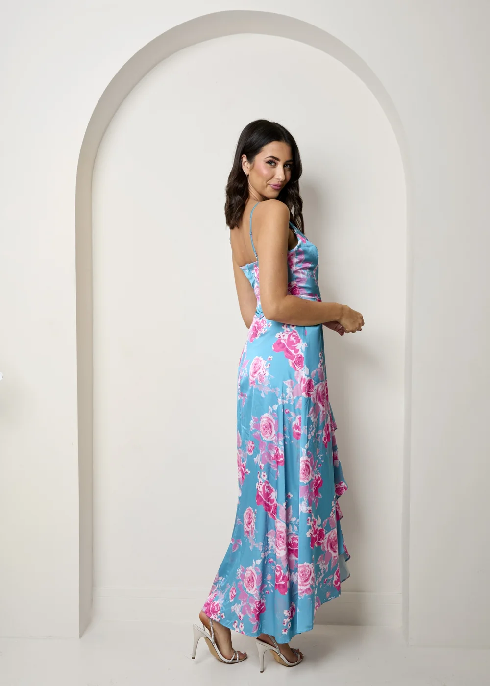 chi chi london cami floral print wrap midi dress reviews Chi Chi London Cami Floral Print Wrap Midi Dress in Pink