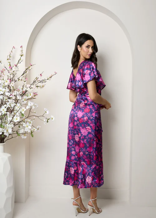 Chi Chi London Multi V Neck Floral Wrap Midi Dress - 6 Image 2