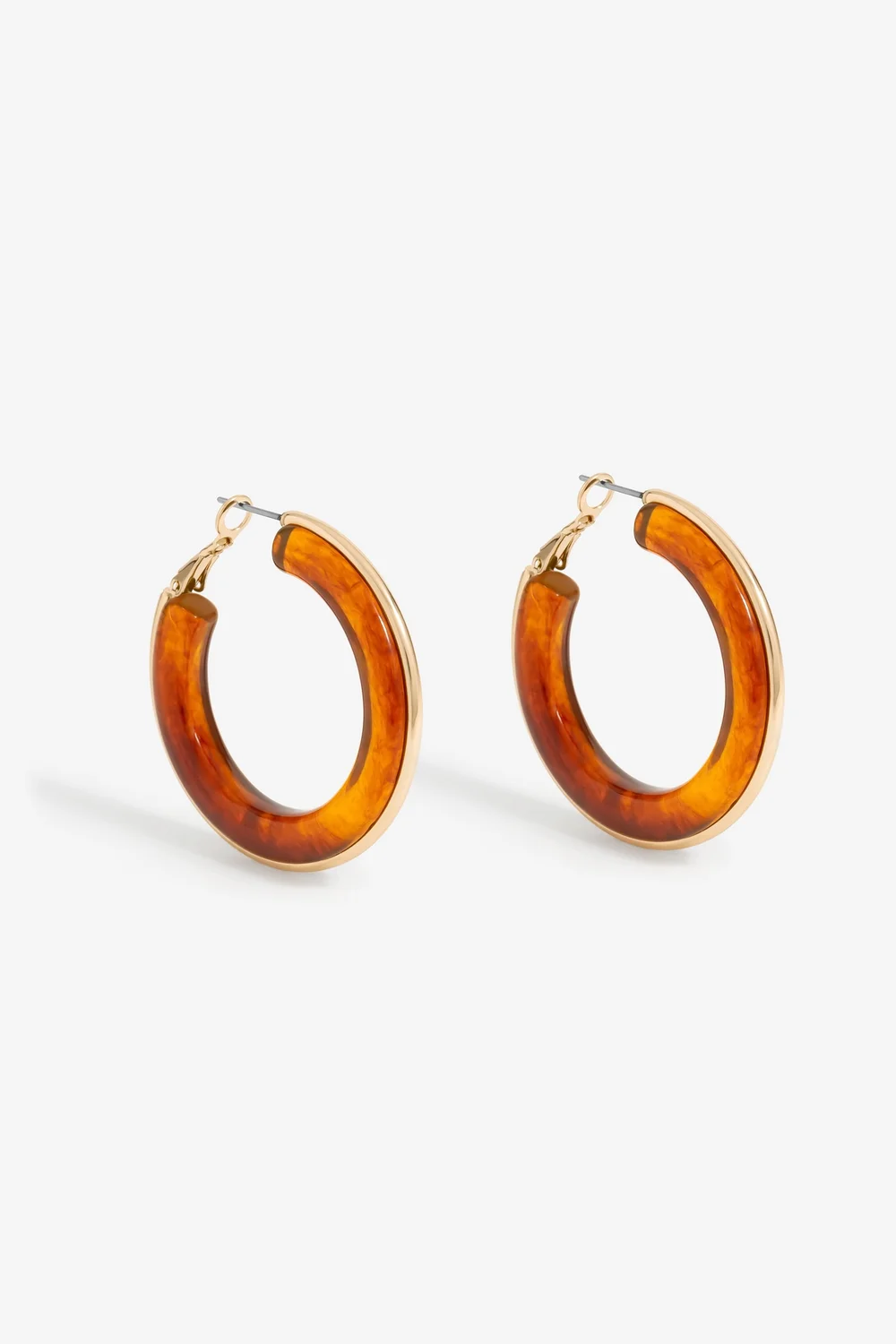 Mood Gold Tort Resin & Polished Large Hoops - One Size Image 1