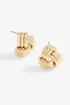 Mood Gold Ridged Triple Knot Stud Earrings - One Size Image 1