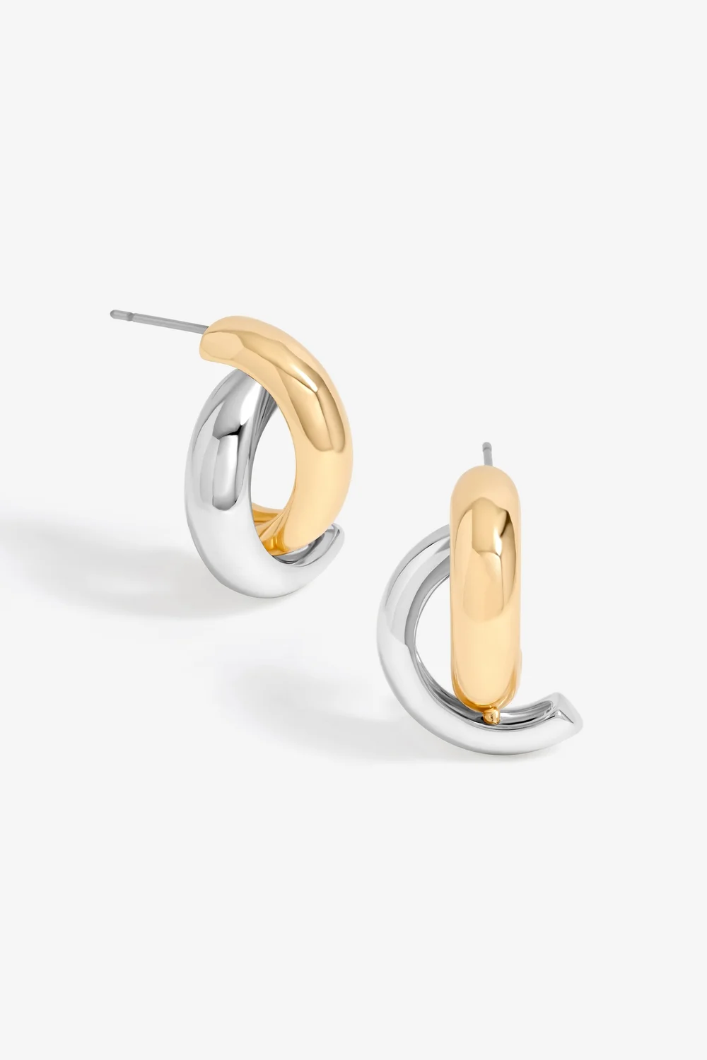 Mood Two Tone Polished Twist Hoop Earrings - One Size Image 1