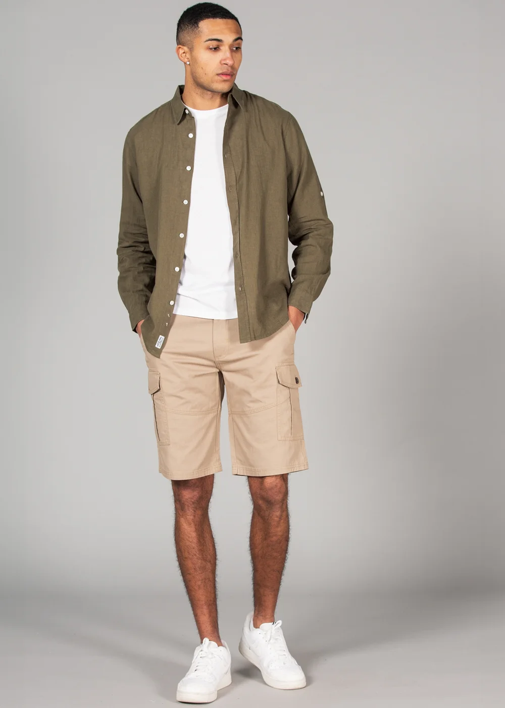 Tokyo Laundry Stone Cotton Cargo Style Short With Pockets - 2XL Image 4