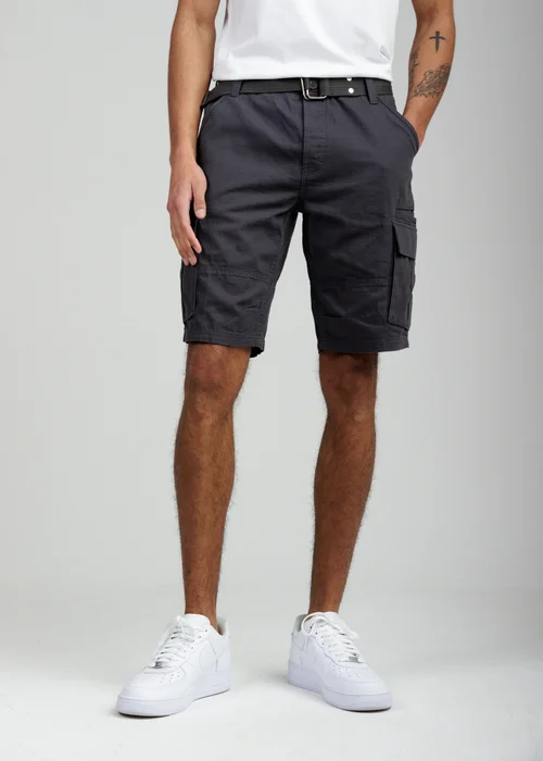 Tokyo Laundry Grey Cotton Ripstop Cargo Shorts - L Image 1