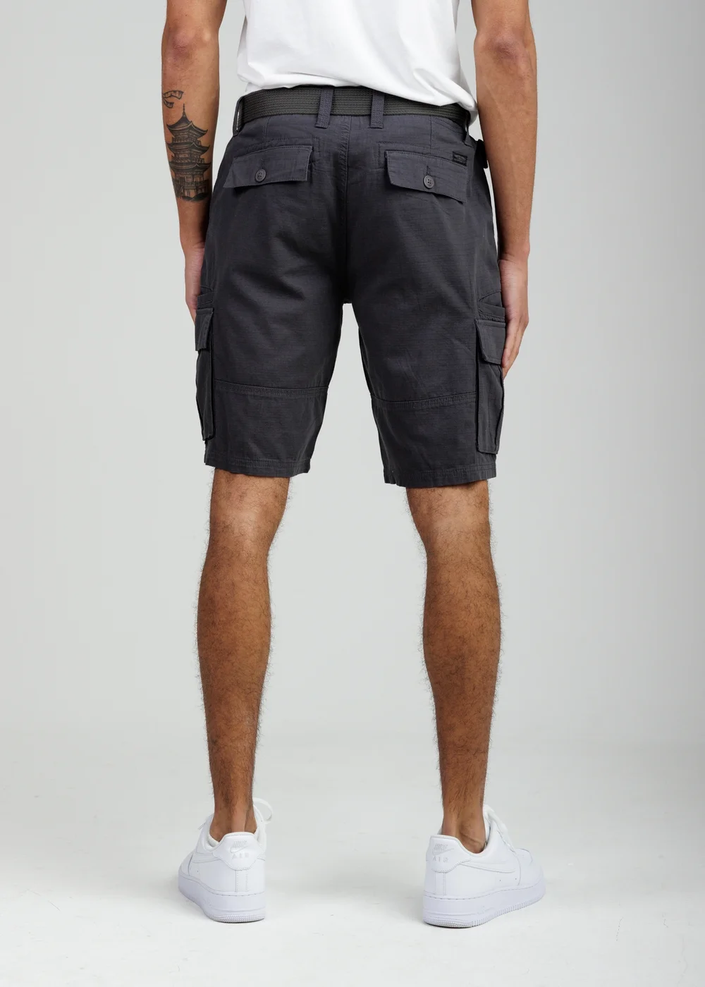 Tokyo Laundry Grey Cotton Ripstop Cargo Shorts - L Image 2