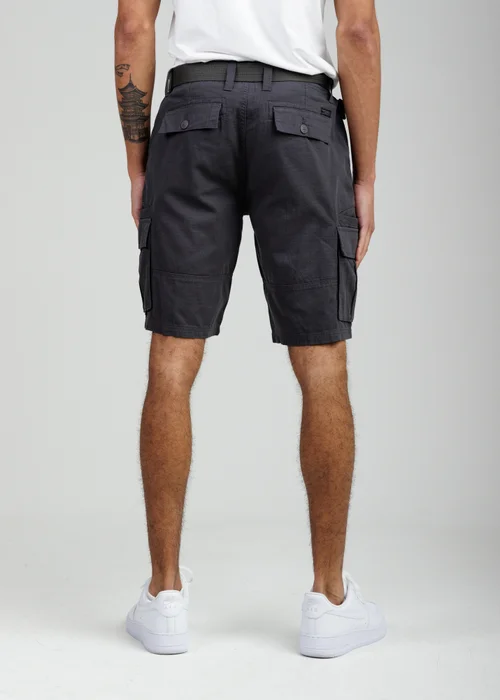 Tokyo Laundry Grey Cotton Ripstop Cargo Shorts - L Image 2