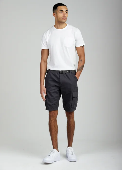 Tokyo Laundry Grey Cotton Ripstop Cargo Shorts - L Image 4