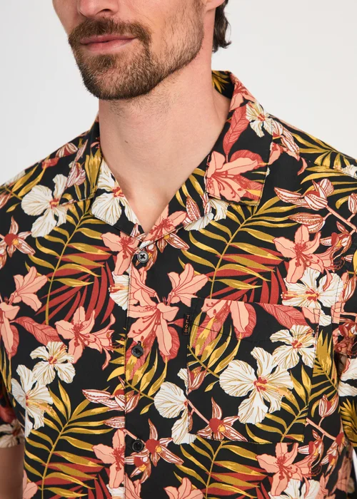 Tokyo Laundry Black Cotton Printed Poplin Short Sleeve Shirt - L Image 3