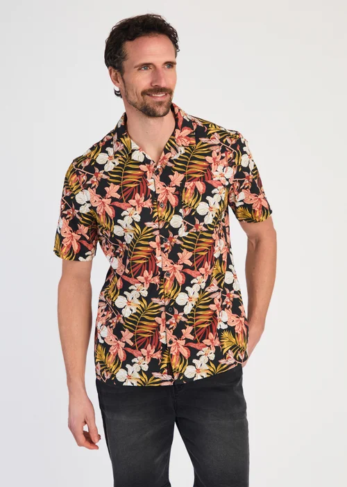 Tokyo Laundry Black Cotton Printed Poplin Short Sleeve Shirt - L Image 1