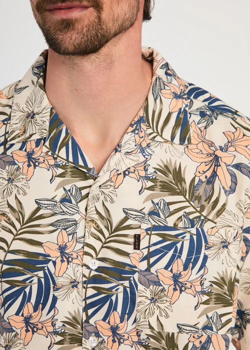 Tokyo Laundry Cream Cotton Printed Poplin Short Sleeve Shirt - S Image 3
