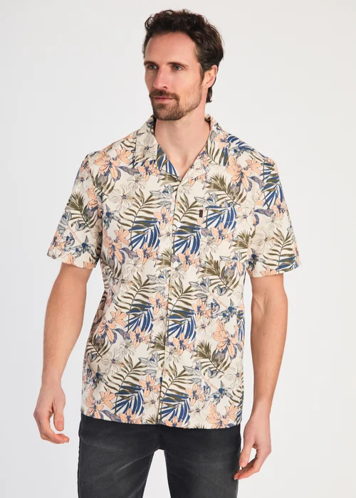 Tokyo Laundry Cream Cotton Printed Poplin Short Sleeve Shirt - S Image 1