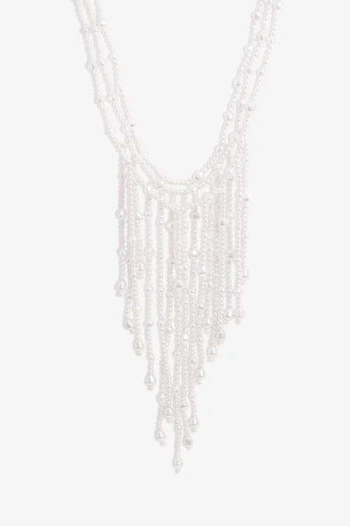 Mood Gold Pearl Cascade Statement Necklace - One Size Image 1