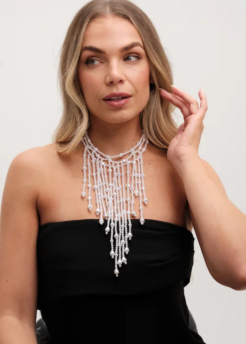 Mood Gold Pearl Cascade Statement Necklace - One Size Image 2