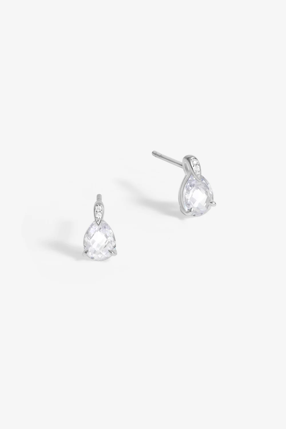 Simply Silver Sterling Silver 925 Cubic Zirconia & Pave Pear Drop Stud Earrings - One Size Image 1