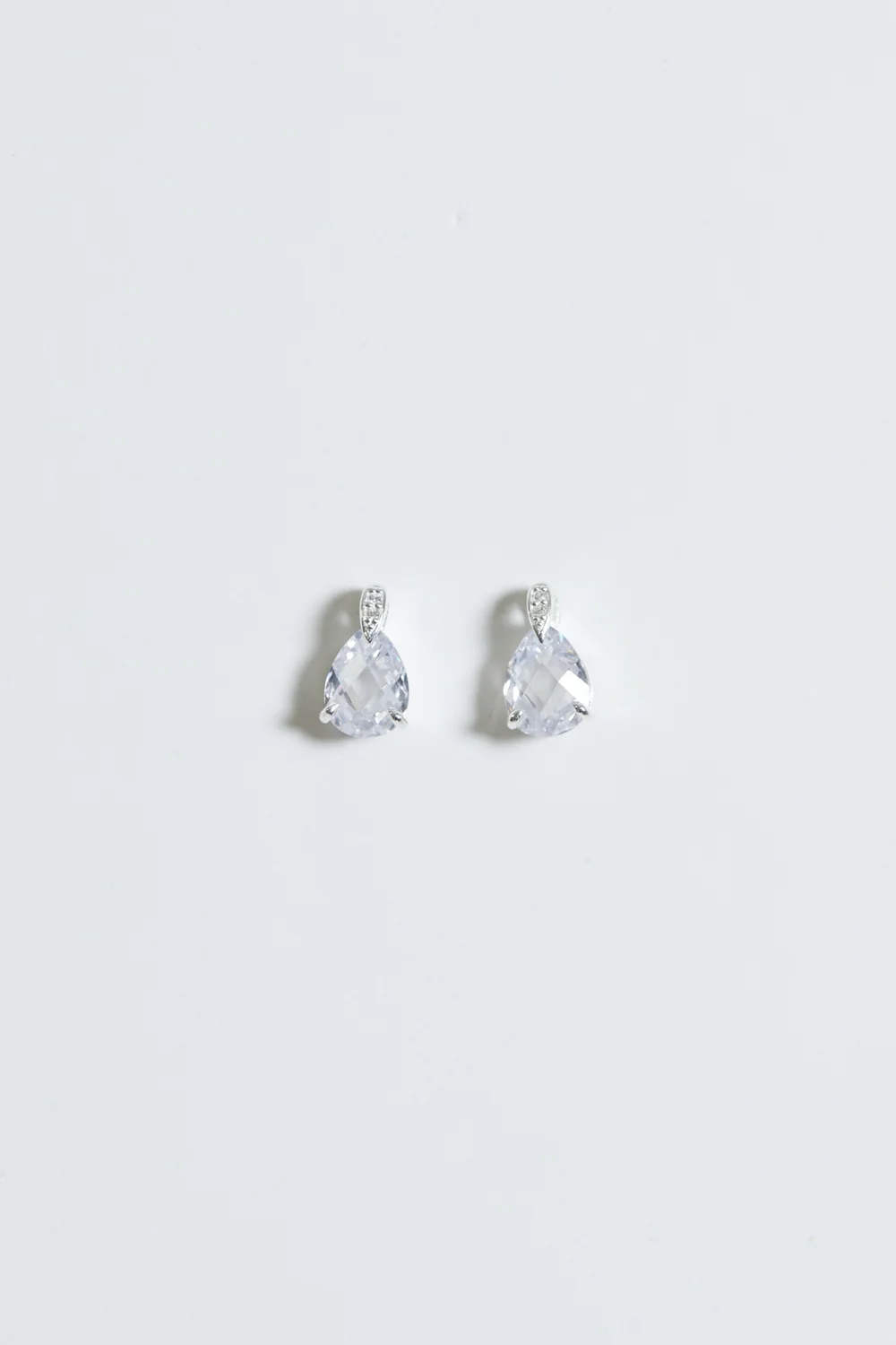 Simply Silver Sterling Silver 925 Cubic Zirconia & Pave Pear Drop Stud Earrings - One Size Image 4
