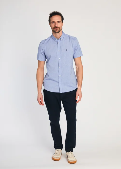French Connection Navy Linen Blend Cuffed Trousers - 2XL Image 3