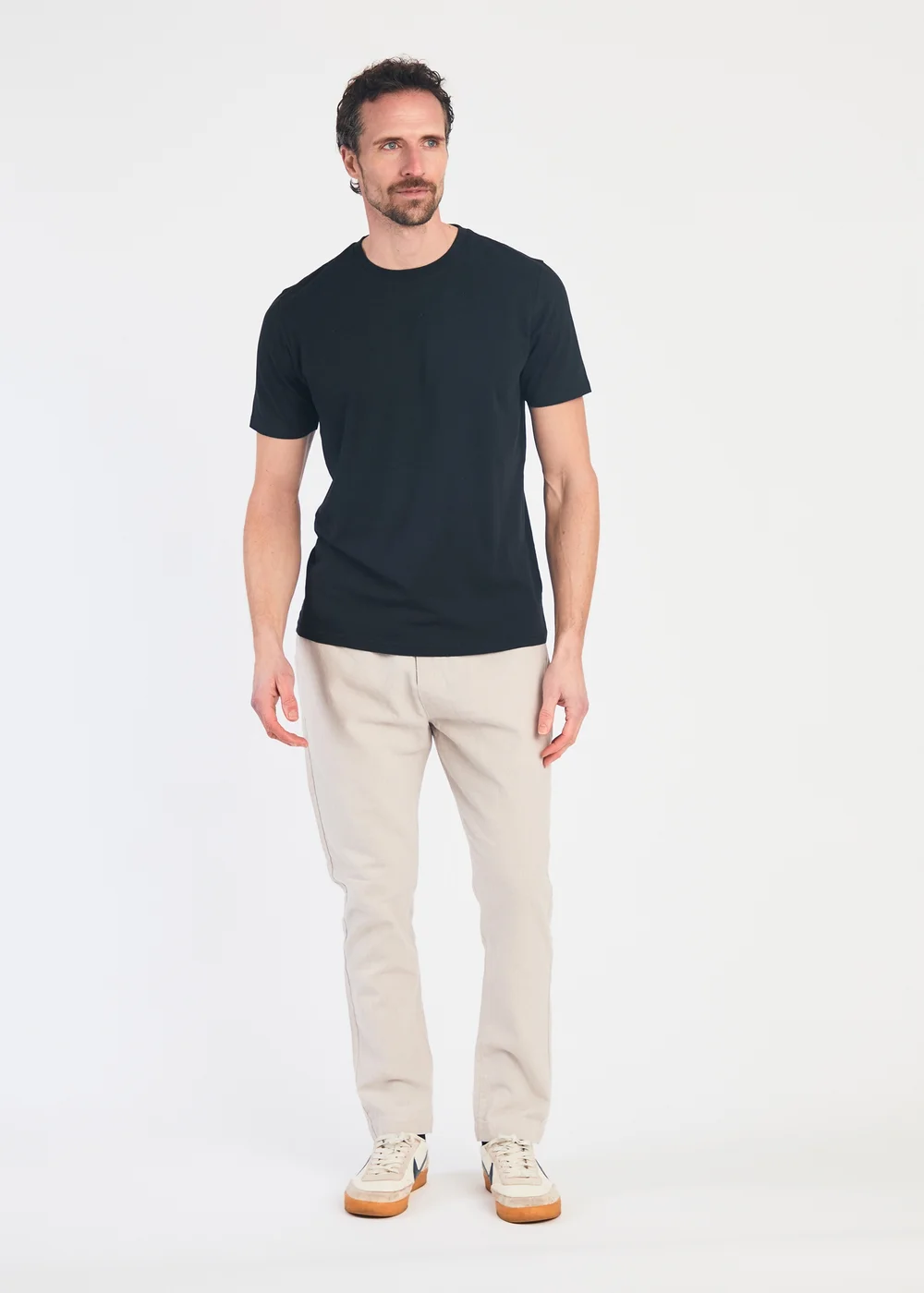 French Connection Stone Linen Blend Cuffed Trousers - L Image 4