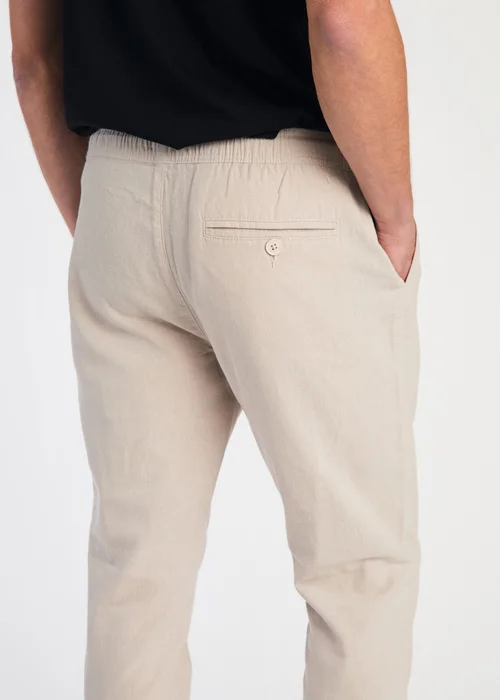 French Connection Stone Linen Blend Cuffed Trousers - L Image 3