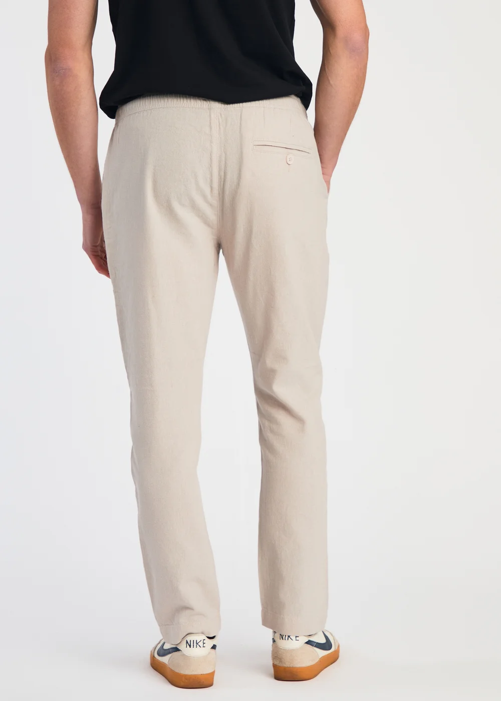 French Connection Stone Linen Blend Cuffed Trousers - L Image 2