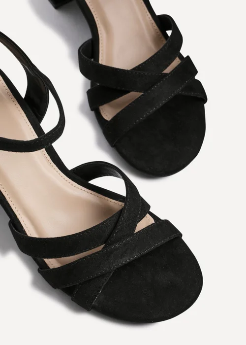 Linzi Flair Black Faux Suede Crossover Heeled Sandals - Size 3 Image 4