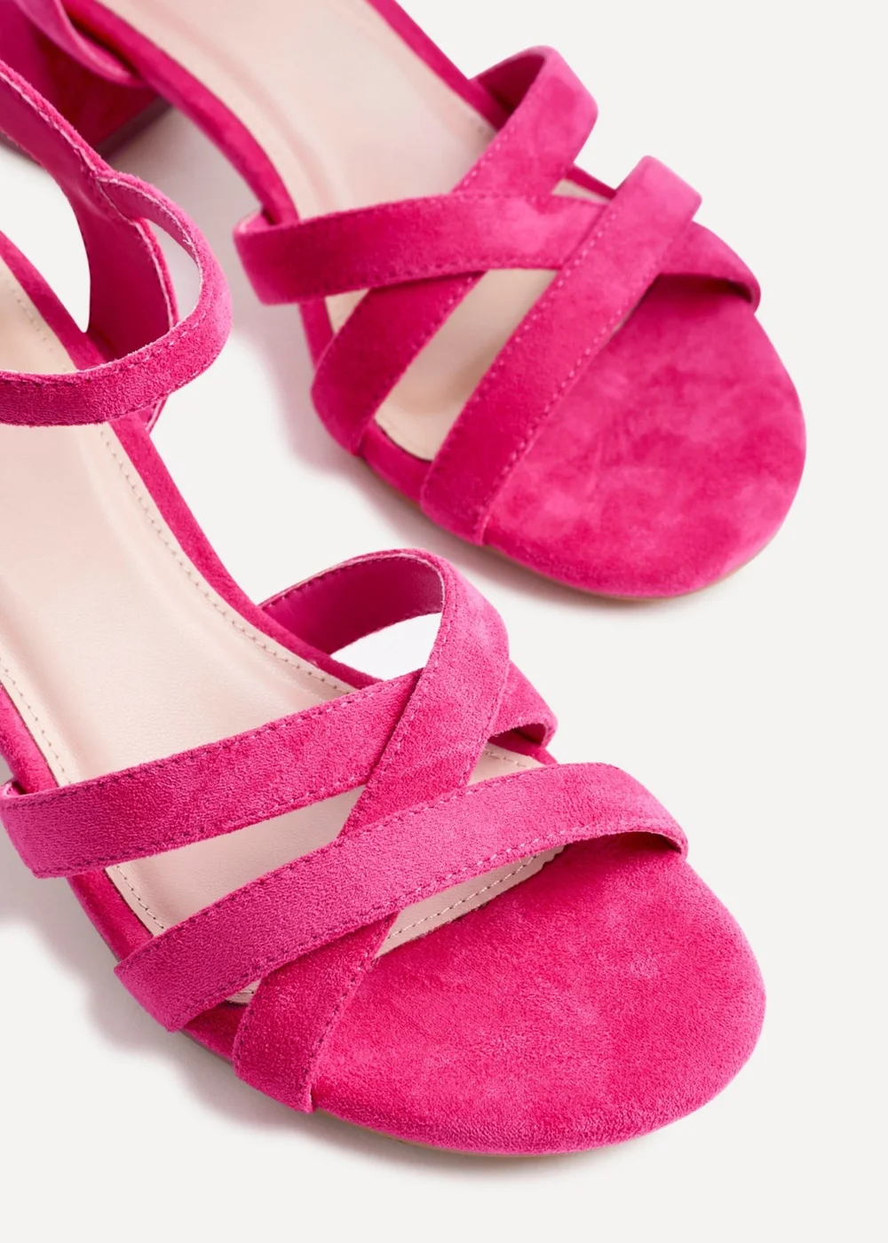 Linzi Flair Fuchsia Faux Suede Crossover Heeled Sandals - 3 Image 3