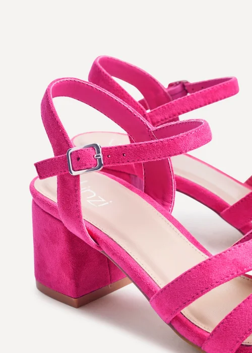 Linzi Flair Fuchsia Faux Suede Crossover Heeled Sandals - 3 Image 4