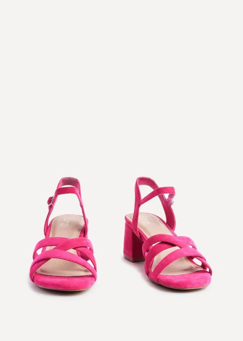 Linzi Flair Fuchsia Faux Suede Crossover Heeled Sandals - 3 Image 2