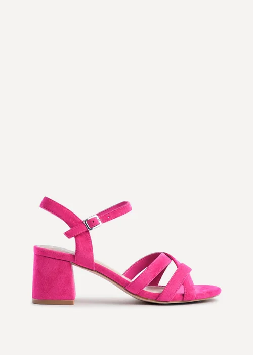 Linzi Flair Fuchsia Faux Suede Crossover Heeled Sandals - 3 Image 1