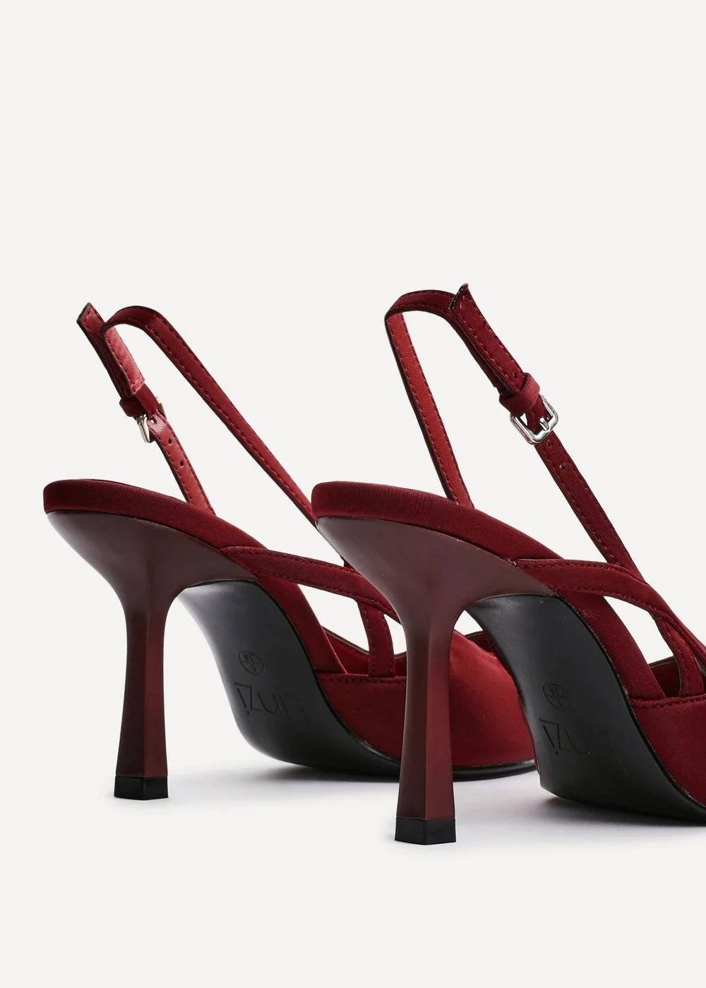 Linzi Rhea Burgundy Scuba Sling Back Court Heels - 4 Image 5