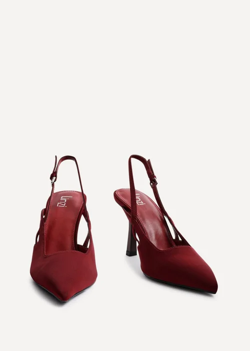 Linzi Rhea Burgundy Scuba Sling Back Court Heels - 4 Image 3