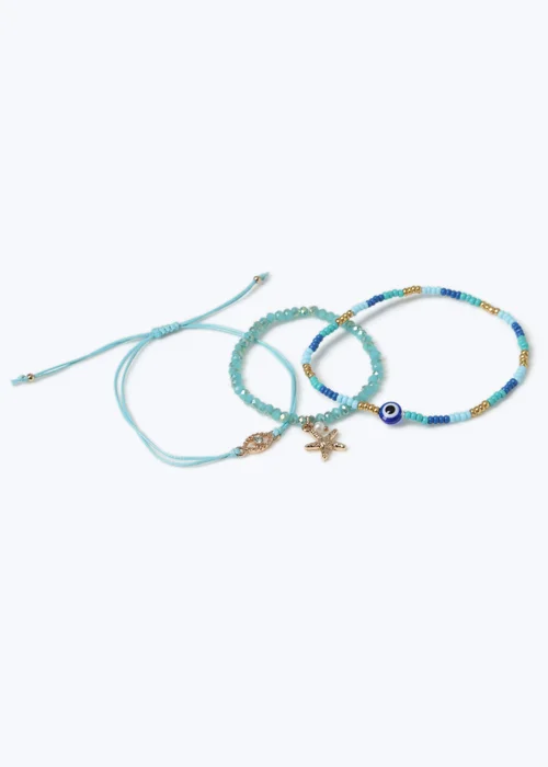 Muse 3 Pack Turquoise Beaded Bracelets - One Size Image 2