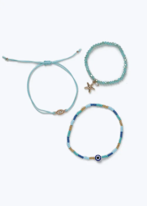 Muse 3 Pack Turquoise Beaded Bracelets - One Size Image 1