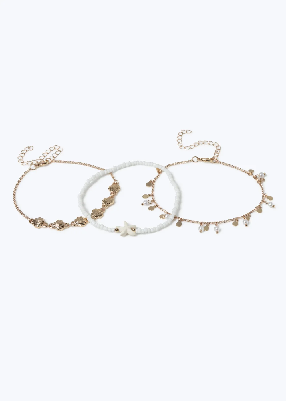 Muse 3 Pack Gold Beach Anklets - One Size Image 2