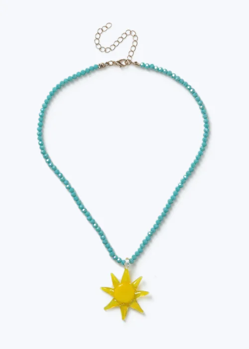 Muse Blue Beaded Sun Necklace - One Size Image 1