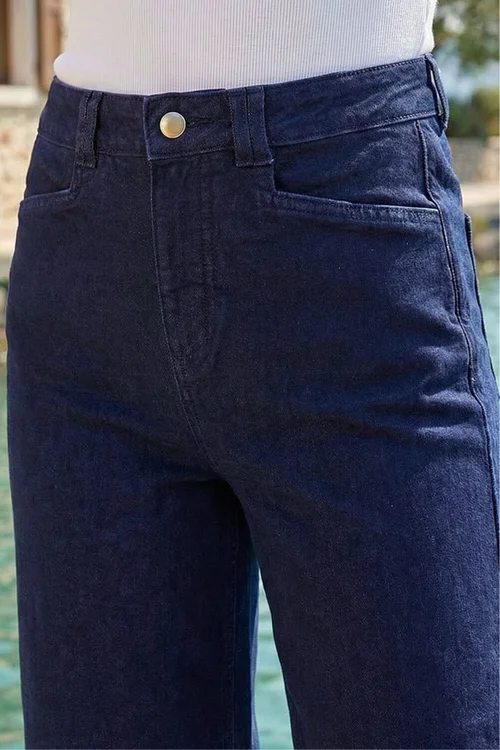 Dusk Indigo Denim Pocket Detail Wide Leg Culotte - 10 Image 4