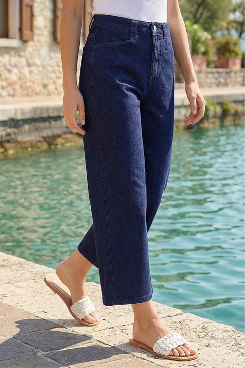 Dusk Indigo Denim Pocket Detail Wide Leg Culotte - 10 Image 2