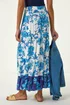 Roman Blue Contrast Floral Tiered Skirt - Size 12 Image 4
