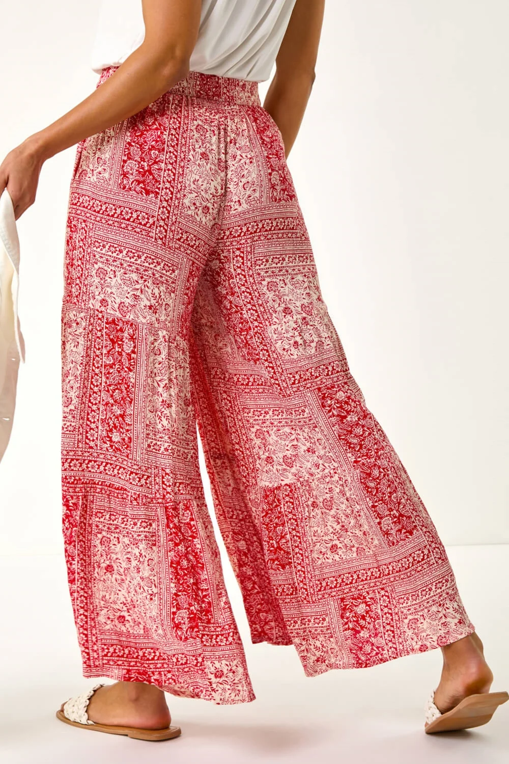 Roman Red Tile Tiered Palazzo Trouser - L Image 4