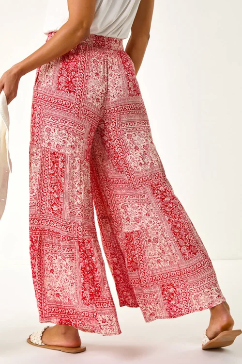 Roman Red Tile Tiered Palazzo Trouser - L Image 4