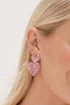 Mood Gold Pink Double Heart Drop Earrings - One Size Image 3
