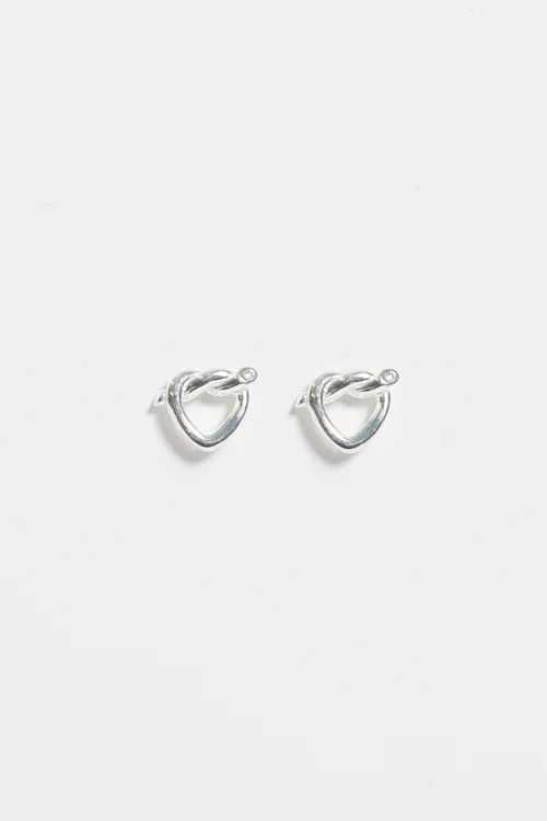 Simply Sterling Silver 925 Polished Knot Heart Stud Earrings - One Size Image 4