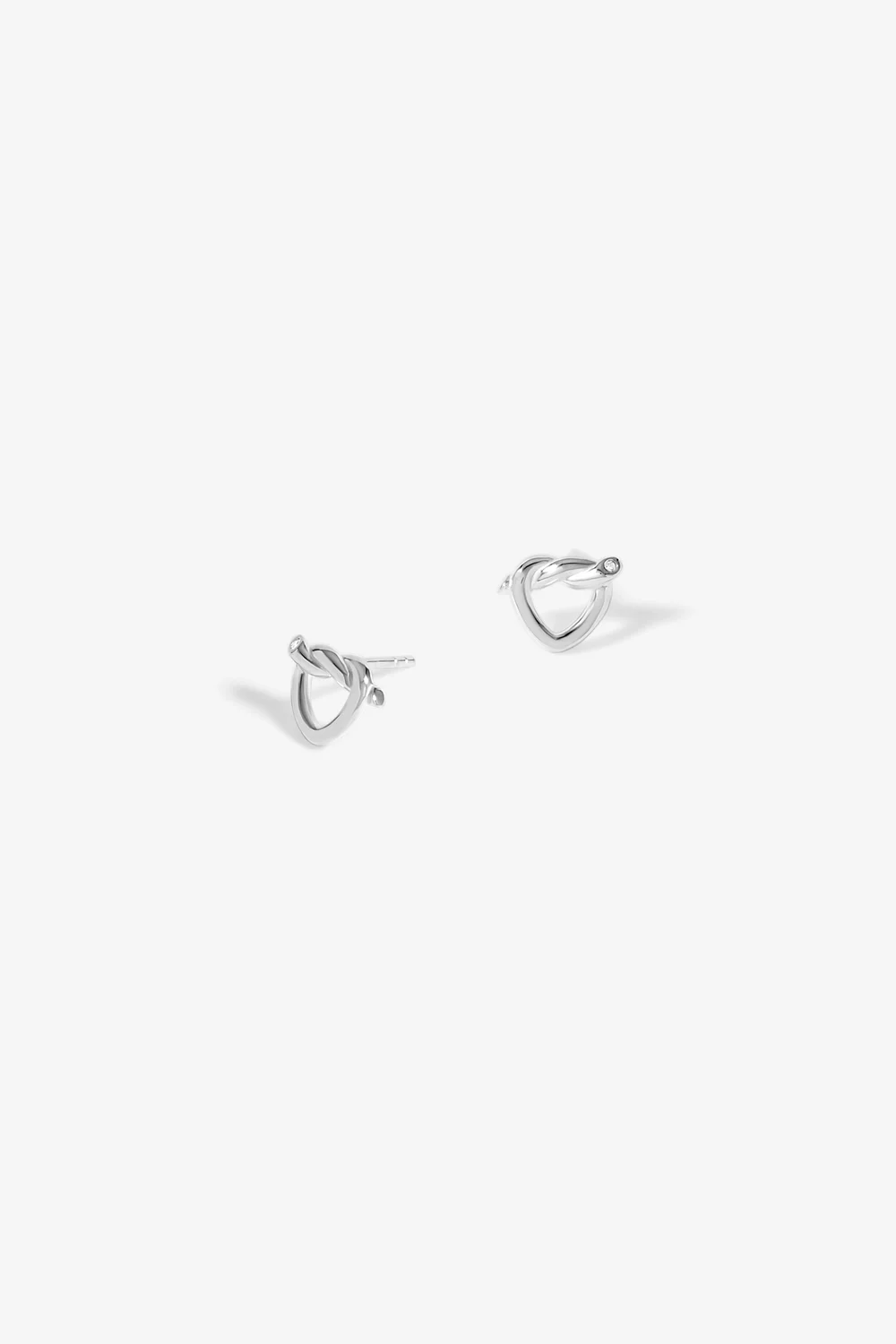 Simply Sterling Silver 925 Polished Knot Heart Stud Earrings - One Size Image 1